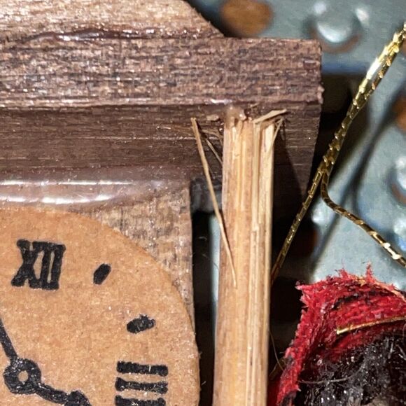 Vintage Christmas Ornament Cornhusk Lady Grandfather Clock - Picture 3 of 13